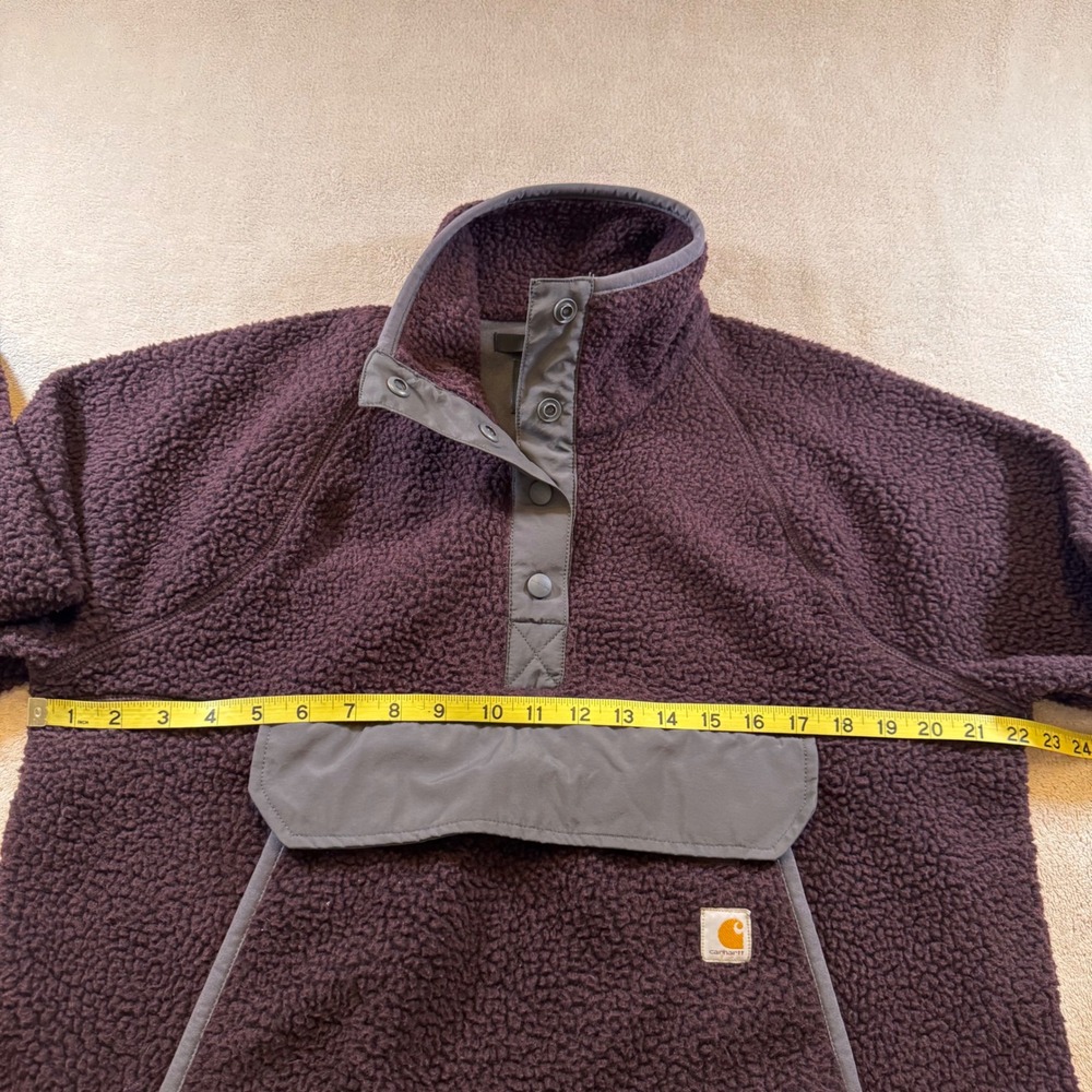 Carhartt Sherpa Fleece Pullover Quarter Snap Outdoor Jacket Deep Purple Sz L - Picture 10 of 13